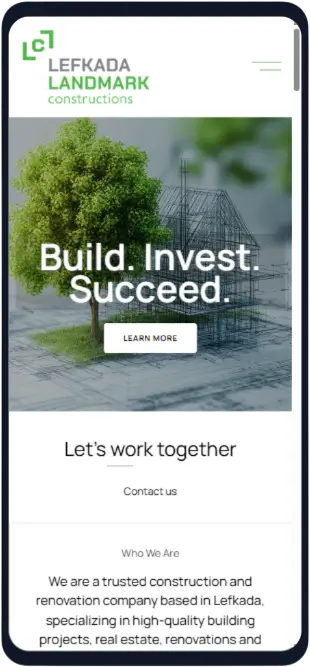 Άριστος Responsive σχεδιασμός για την ιστοσελίδα της Landmark Constructions στη Λευκάδα